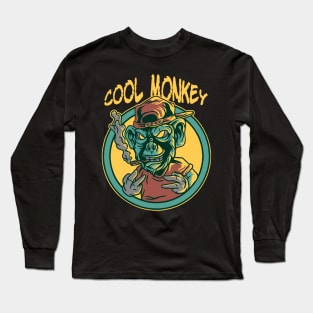 cool monkey character illustration Long Sleeve T-Shirt